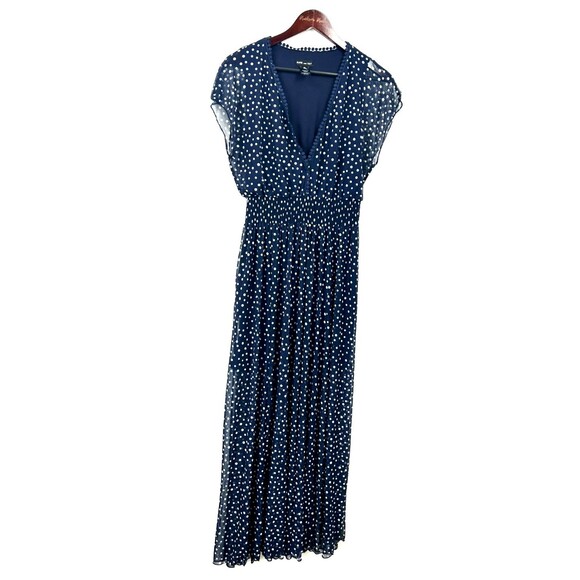Kate and Lily Sheer Maxi Dress Navy White Polkadots Womens Size 10 1184H - Picture 3 of 12